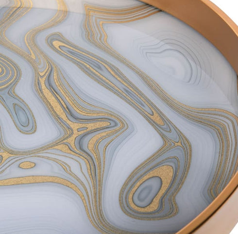 Set of 2 Swirl Round Gold Trays